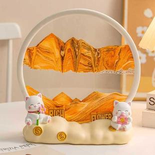 可爱猫沙流沙画漏摆件F7785&96家居柜客厅酒轻奢饰乔迁新居礼 ?装