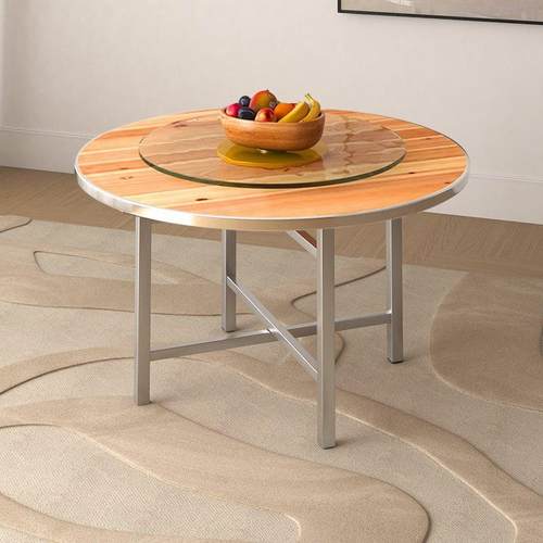 加厚圆圆桌面板不钢简约酒锈店家用大圆桌子实木10人15饭桌C1001