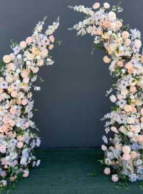 新款婚庆布艺拱门花铁架牛角门羊角门户外婚CCI礼置门结婚背景拱