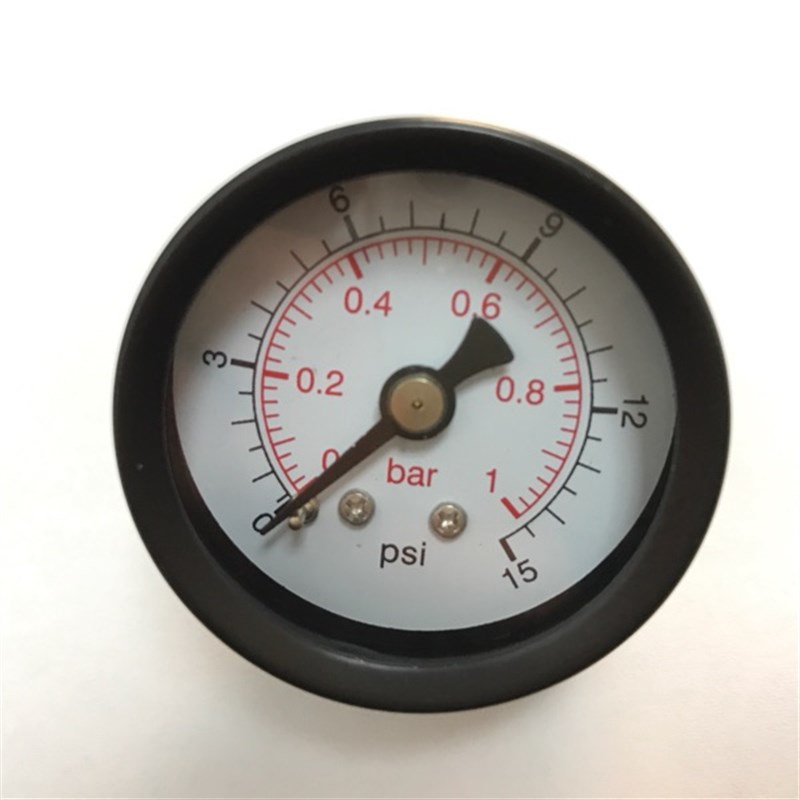 轴向微压气压表 压力表 直径40mm 压力0-15psi 1bar 铜螺纹pt1/8