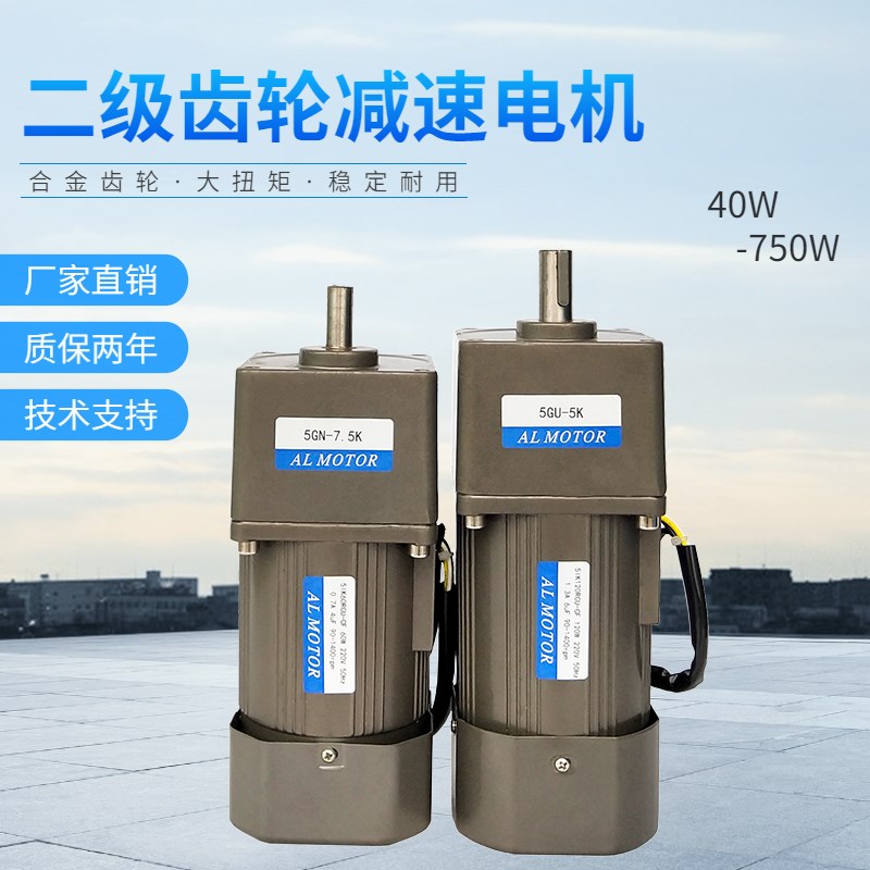 交流齿轮减速电机40W~400W二级调速电机减速机定速马达220V380V