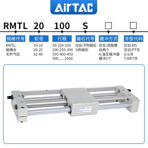 原装亚德客ARTAC耦合无杆气I缸0RMTL25*50*100磁*VYT150*200*250*
