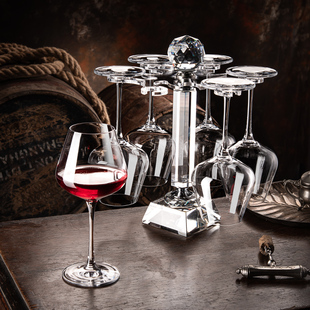 水晶红酒杯套装 高档轻奢葡萄酒具玻璃家用高脚杯子冰山醒酒器杯架