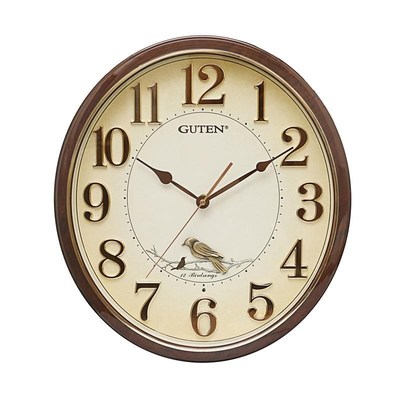金钟宝挂钟客g厅静音16英寸圆形鸟鸣整点报时家用时尚装饰石英钟