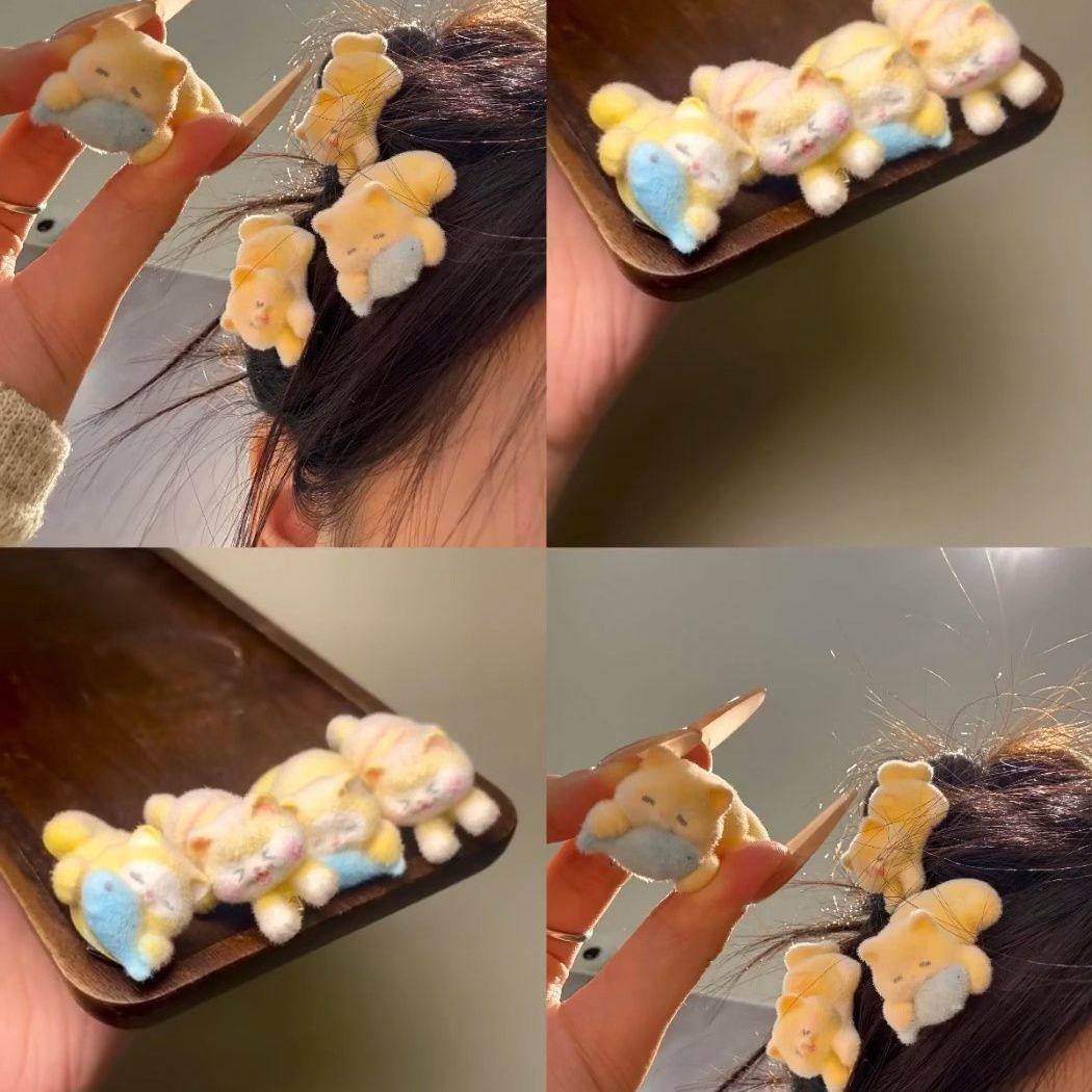 可爱小猫吃鱼发夹植绒可爱少女心侧边刘海夹鸭嘴夹卡通发饰女,饰品/流行首饰/时尚饰品新,发饰,淘宝优惠券,粉丝福利购,淘宝优惠卷