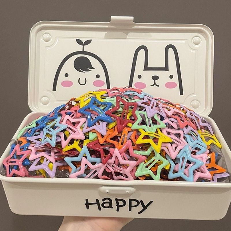 多巴胺星星发卡女2023新款彩色五角星小夹子头饰侧边刘海碎发卡子