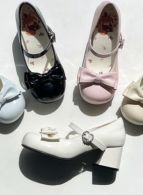 小芙蝶中跟榛果小熊原创Lolita鞋百搭圆头可爱lo鞋学生洛丽塔鞋