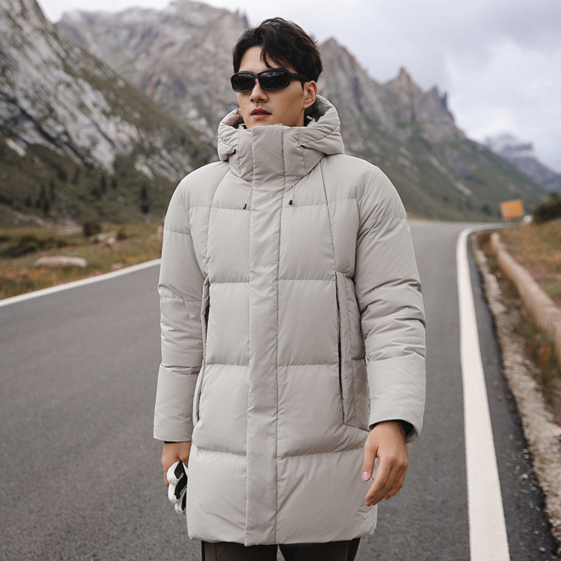 羽物连帽中长羽绒服加厚保暖