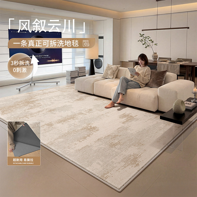 可拆洗地毯客厅现代简约风2026新款轻奢免洗可擦双层可拆卸可机洗