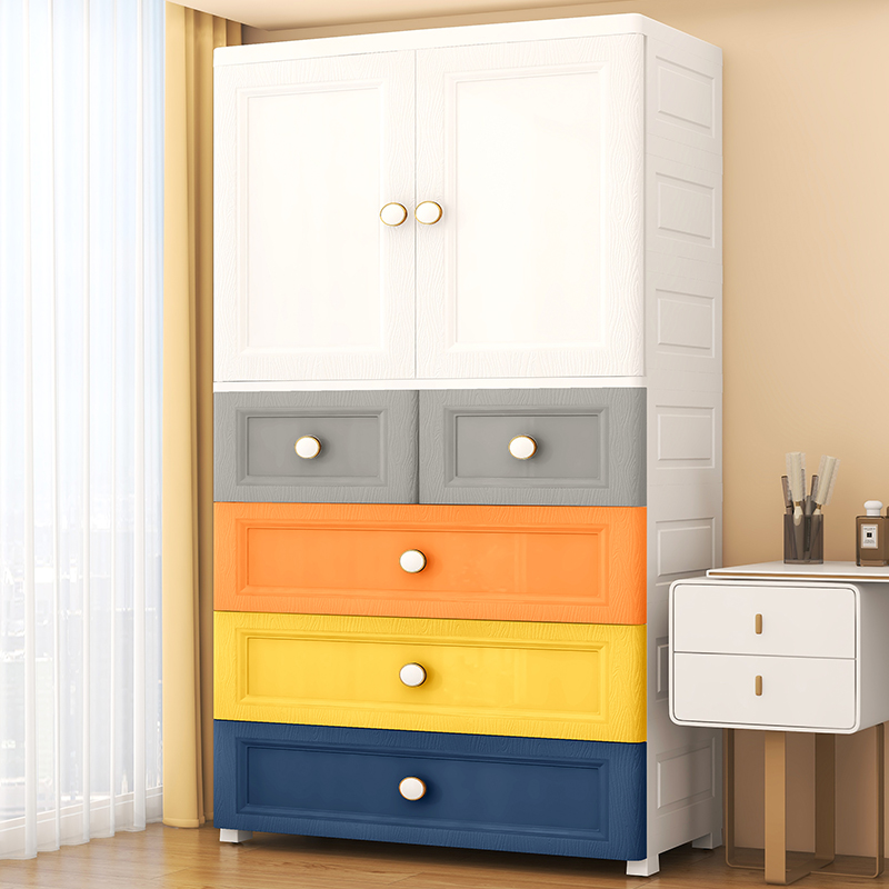 简易儿童衣柜家用卧室衣服收纳柜宝宝挂衣置物小衣橱塑料储物柜子