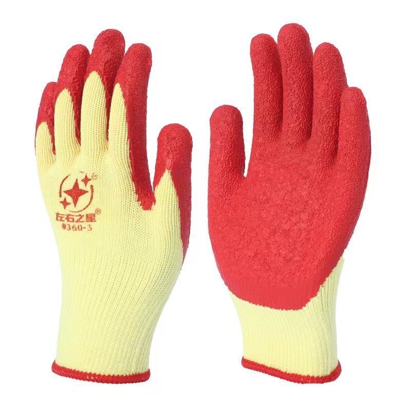 左右之星正品手套红色皱纹农用耐磨建筑花园庭院防滑防割耐用劳保