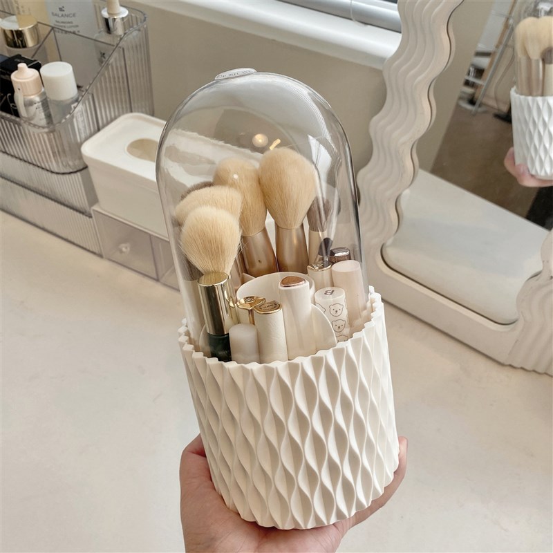 化妆刷收纳筒桌面旋转眼影眉笔刷子桶防尘笔筒收纳盒化妆品置物架