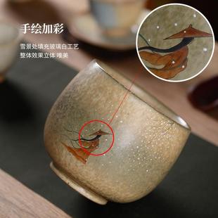 手绘复古茶渣缸功夫茶具配件泡茶废水桶建水茶洗家用办公茶桌水盂