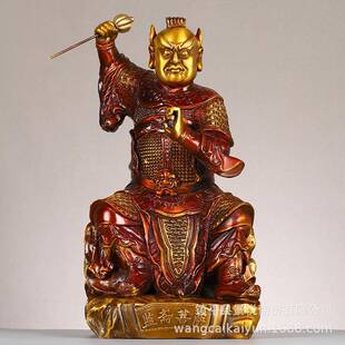 监斋菩萨摆件纯铜彩绘监斋使者大圣紧那罗王铜像大号家用
