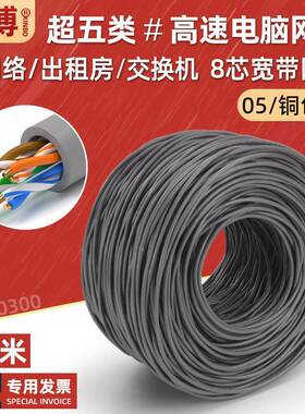 超五类网线家用铜包铝电脑百兆宽带网络线cat5e非屏蔽双绞线300米