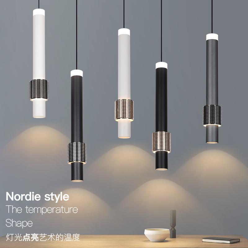 长款极简狼牙棒吊线灯个性新款商铺餐厅灯具创意家用客厅床头吊灯
