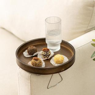 沙扶手上托盘侧边置物架支夹桌发RHI放水杯板子小茶几茶台折叠杯