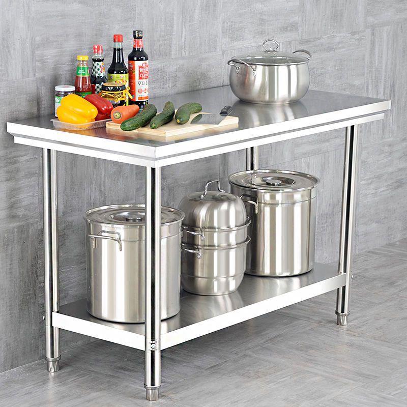 菜加厚双层用不锈NUH钢作商台切台饭店厨房不锈钢操作台工厂包装