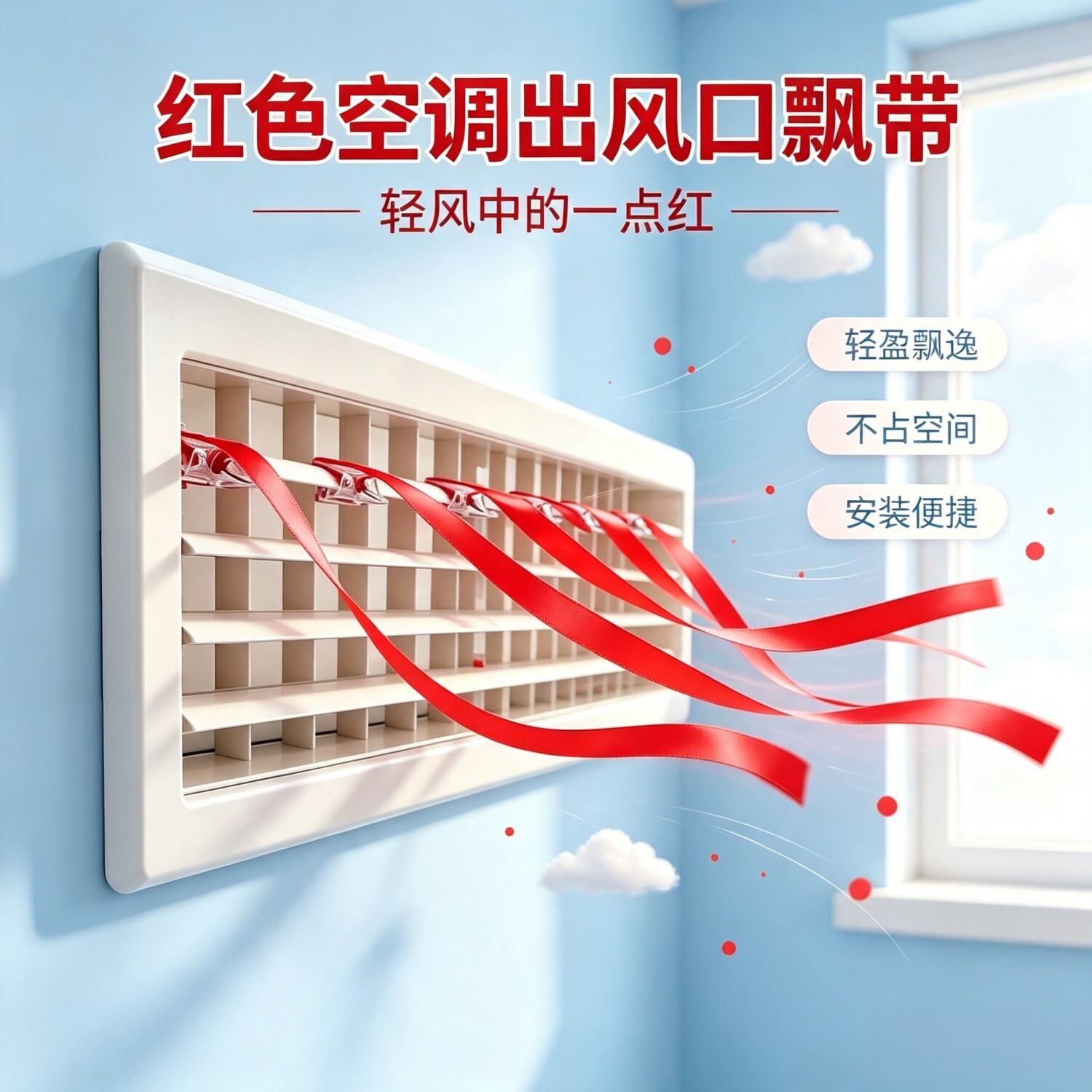 中央空调出风口红色飘带丝带