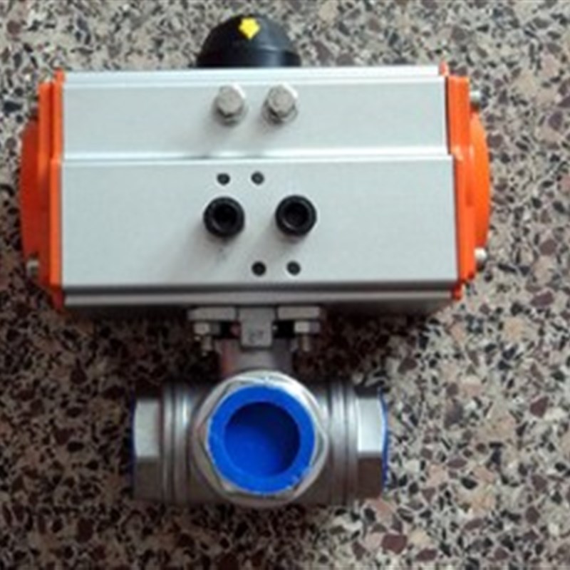 304气动球阀Q614F/Q615F-16P气动三通球阀气动阀门气动丝扣球阀