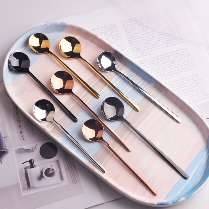 金色甜品勺子精致水果创意可爱少女心蛋糕瓢羹小冰激凌勺子不锈钢