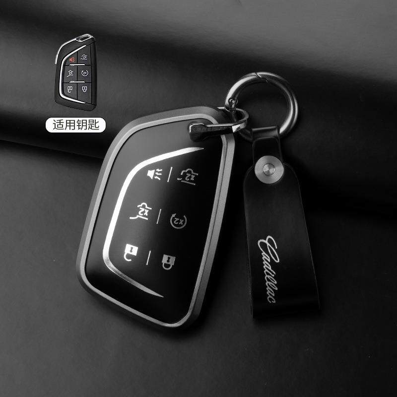 专用18-24款凯雷德钥匙套凯迪拉克ESCALADE高档车用钥匙真皮包扣