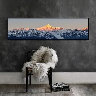 A6L日照金山梅里雪山挂画冈仁波齐客厅装饰画卧室床头画led发光灯