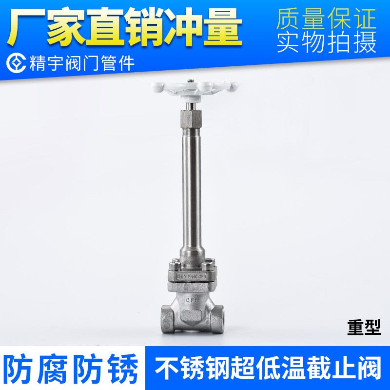 304不锈钢低温截止阀DJ61F-40P液氮液化天然气超低温加长杆低温阀