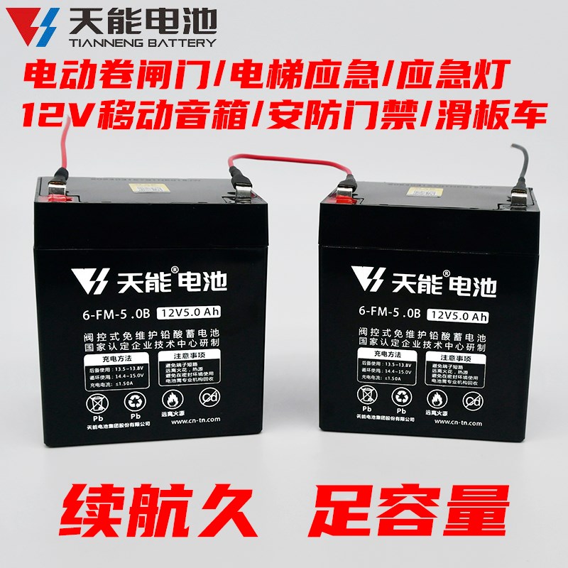 24V卷帘门控制器专用电瓶12v5ah4.5A卷闸门户外音响储备电池电源