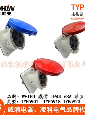 WEIPU威浦63A工业暗直插座3.4.5芯TYP5901 TYP5918 TYP5923 IP44