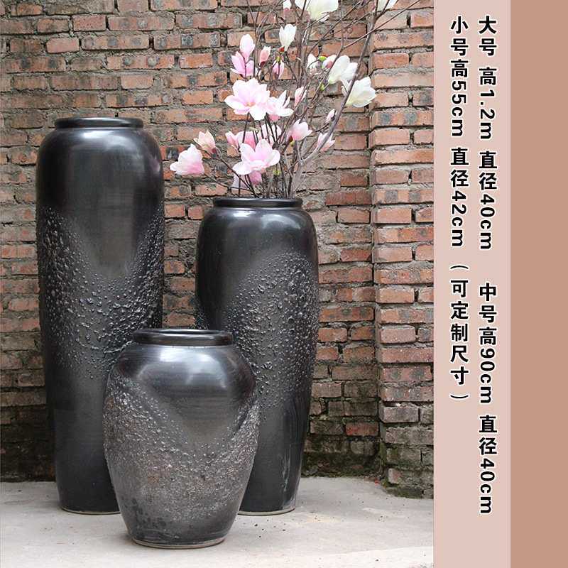 陶罐大花瓶粗陶花盆摆件别墅墅庭院绿植室内外景观软装饰落地花