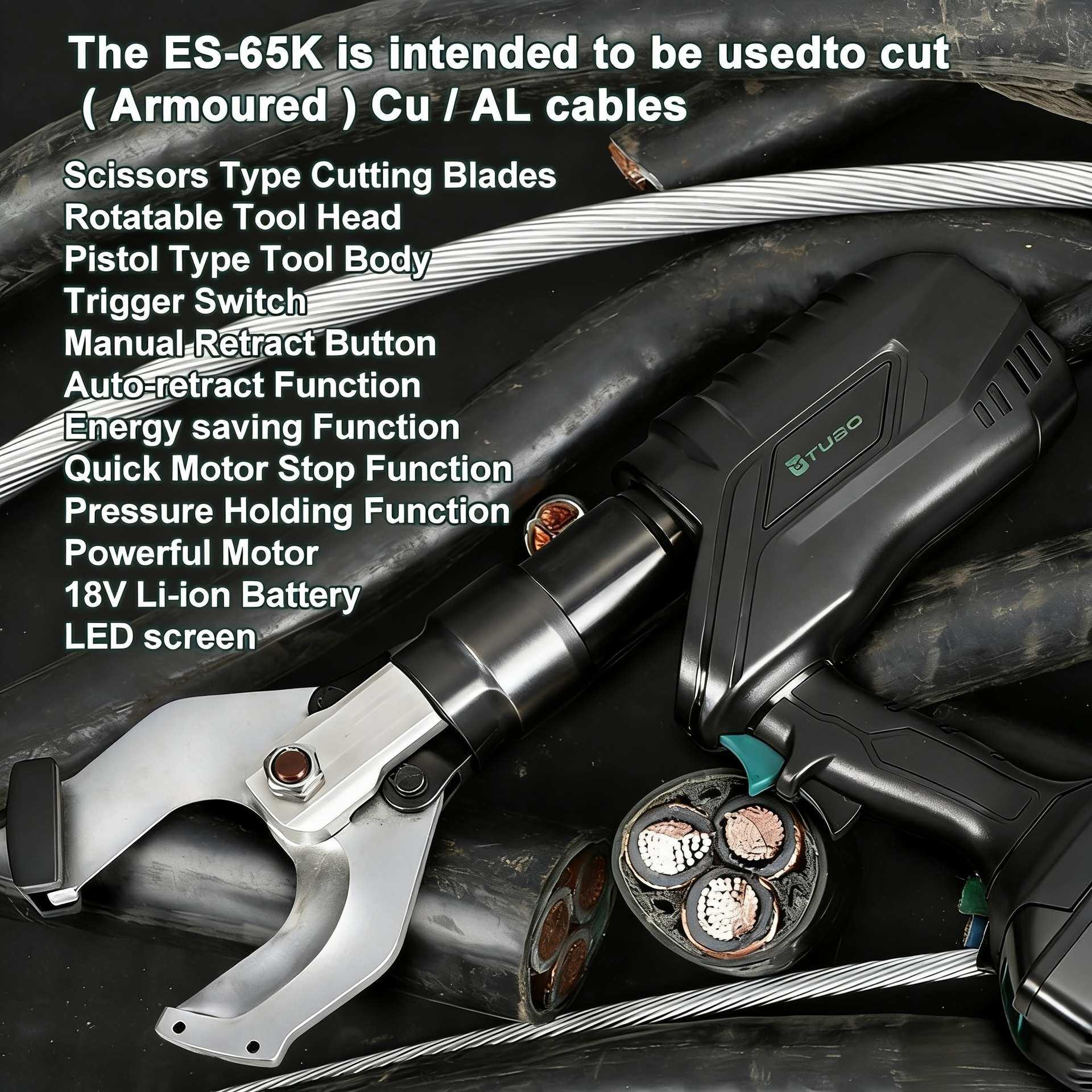 ES-85K充电式电缆剪刀线缆剪液压锂电断线钳铜铝端子剪线电力工具