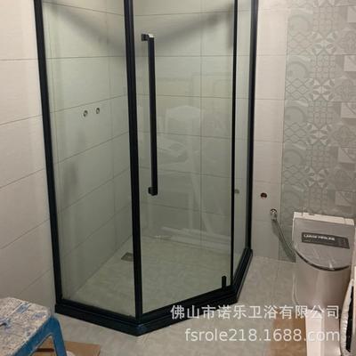 超极窄边一字型极简淋浴房平开门卫生间干湿分离玻璃隔断浴室沐浴