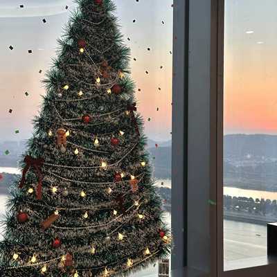 玻璃圣诞树创意diy材料包节日氛围感阳台卧室窗户门店咖啡馆装扮