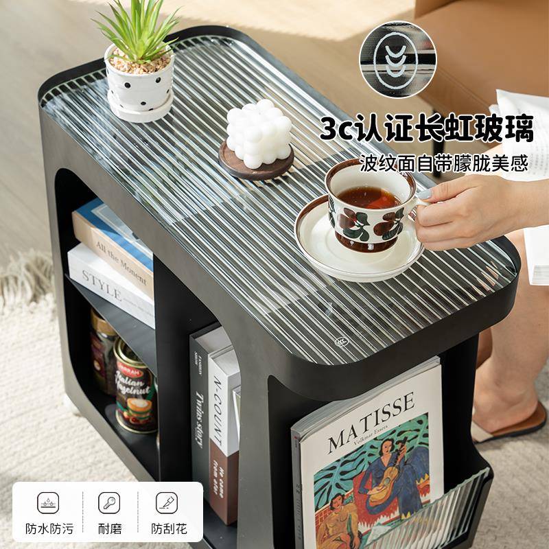 沙发侧边柜轻奢高级感客厅边几可移动茶几小推车铁艺床头桌置物架