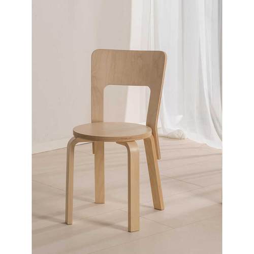 北欧经典artek设计师餐厅餐椅中古ins实木chair66家用靠背椅子