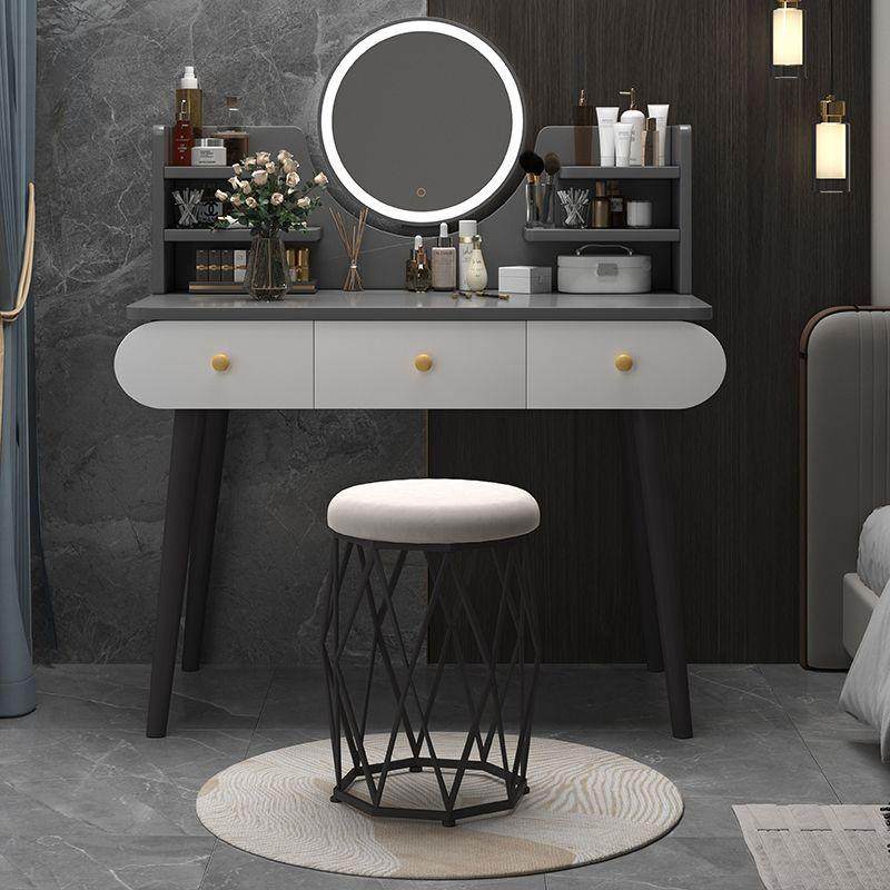 梳妆台卧室简约现代网红化妆桌带灯镜子一体新款小户型高级化妆台