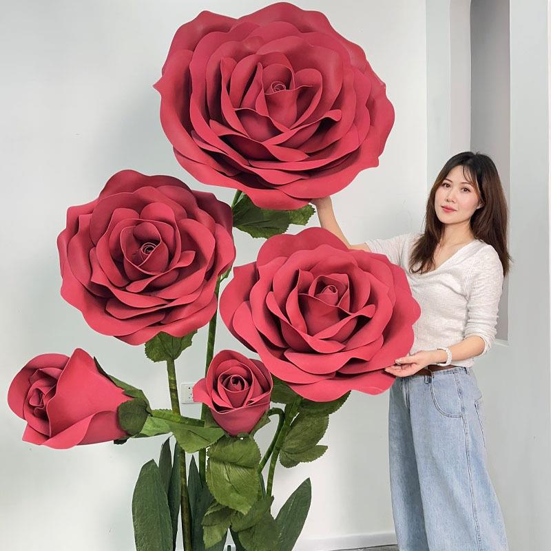 仿真玫瑰花摆件商场店铺橱窗装饰假花婚礼节日表白布置婚庆花束