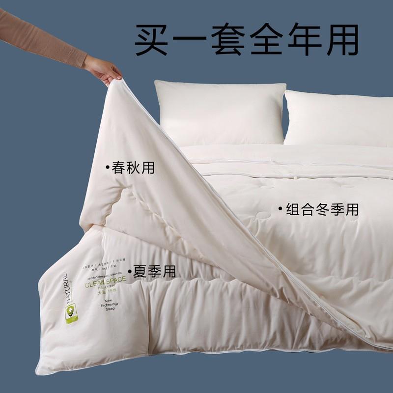 工厂大豆蛋白纤维二合一子母被四季被拉链款春秋被子纯棉被芯