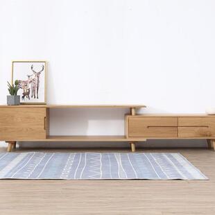 诗云伸缩拉伸电视柜北欧简约现代橡木纯实木小户型视听柜