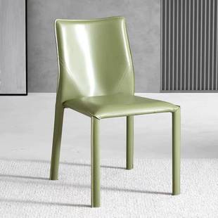 靠背椅现代简约轻奢家用餐椅客厅卧室休闲椅马鞍皮椅