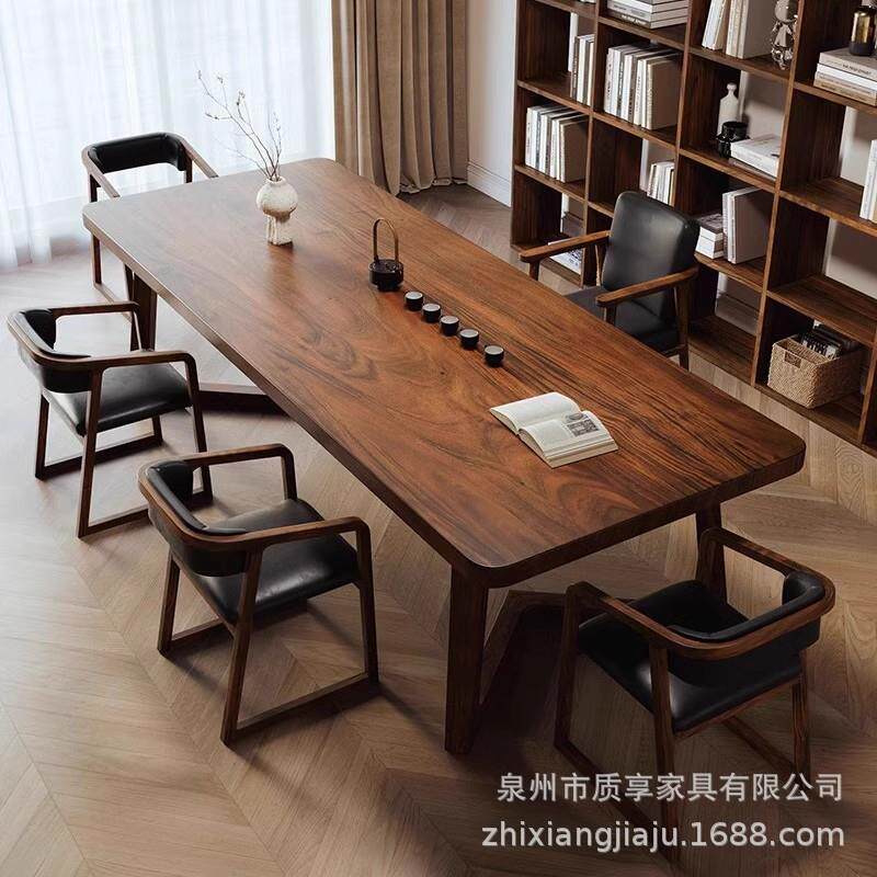 南美胡桃木高档客厅实木大长书桌工作台书房书法桌大板学习桌椅