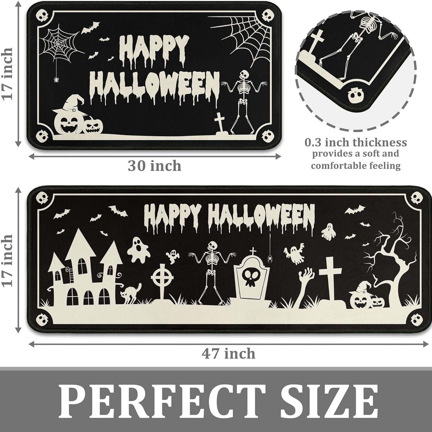 万圣节幽灵装饰地毯厨房防滑吸油耐污套装进门玄关耐磨门垫