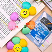 创意太阳花荧光笔重点6色标记手账笔龙色记号笔陀螺荧光笔