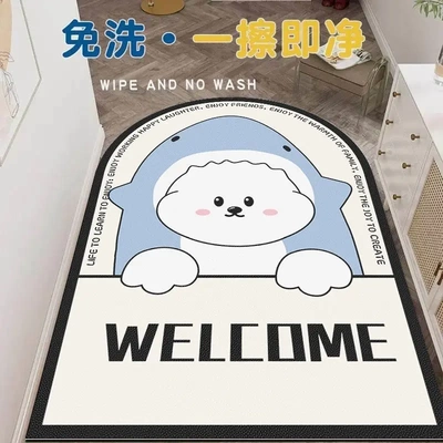卡通拱形入户门地垫家用进门脚垫过道玄关一抹净洗可爱地毯可裁剪