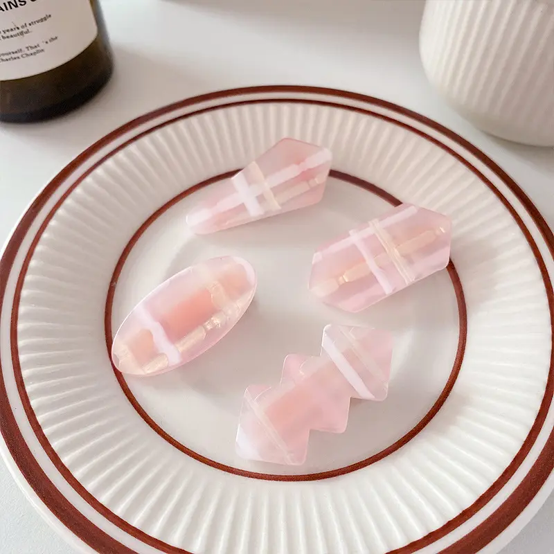 韩版新款条纹边夹简约鸭嘴夹侧边碎发发夹刘海夹格纹发饰头饰