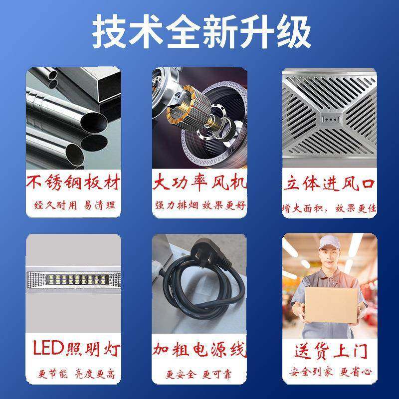 商用抽油烟机饭厨房家排风系MIW统用村土灶烟罩不店锈钢吸油农机