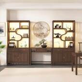 物架架书房置示书柜新中式 博古架ZG 78683现代简约实木中式 书架茶