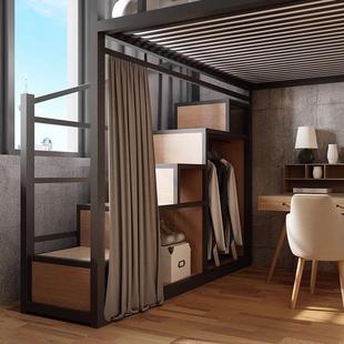 阁楼复用式 二楼床铁艺l36784oft高架床成人床单上层上下组合家下