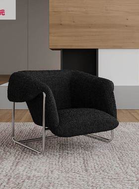 中古风轻奢北钢欧单人沙客厅懒人发沙羊羔绒设PMD计师发款不锈休